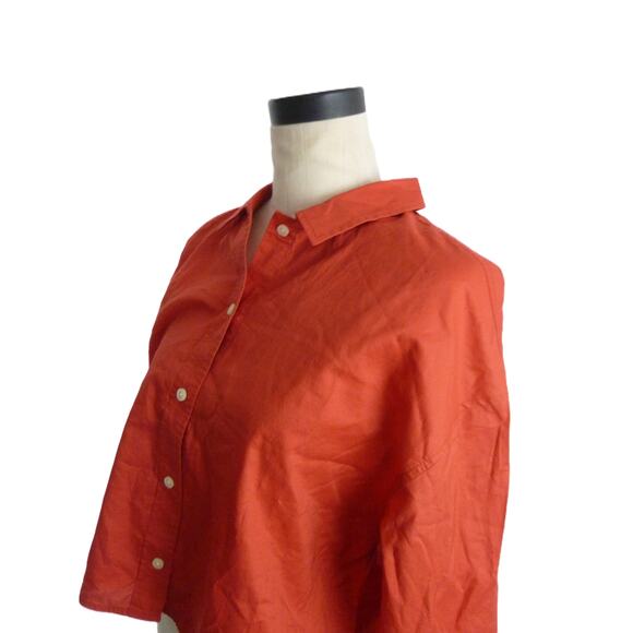 NWT Everlane Cotton PJ Top in Orange S Long Sleeve Button Down - Picture 4 of 7
